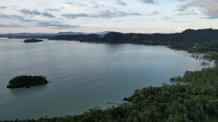 The Telok Teluk Melano Coastline and Serabang Beach at the most southern tip of the Tanjung Datu part of Sarawak and Borneo Island