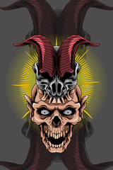 Obraz premium Skull with monster mask vector illustration