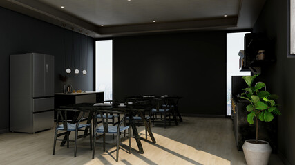 Fototapeta na wymiar office pantry area 3d render interior design