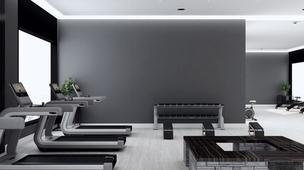 blank area in modern gym room for logo mockup