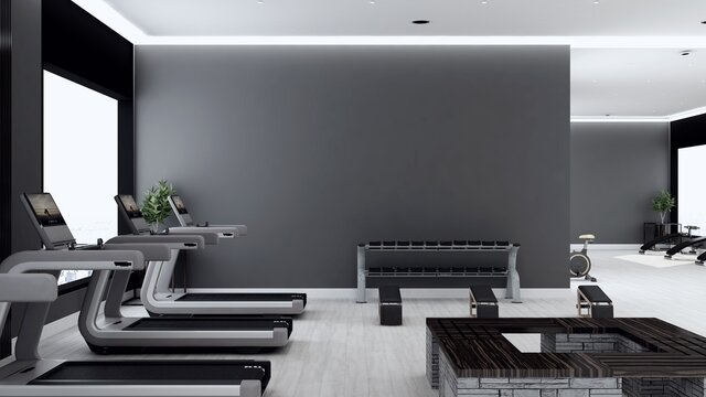 blank area in modern gym room for logo mockup