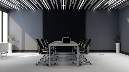 blank wall in luxury office meeting room 3d render interior design