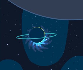 Vast, cold space. Cartoon style distant galaxies digital art. Interstellar Nebulae. Interplanetary space. Mysterious universe. Deep cosmos. Science fiction background with planets and moons. © Jakub