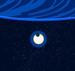 Vast, cold space. Cartoon style distant galaxies digital art. Interstellar Nebulae. Interplanetary space. Mysterious universe. Deep cosmos. Science fiction background with planets and moons. © Jakub