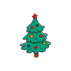 Christmas tree. Line drawing. Minimalistic design.Colorful. Vector elegant tree.Doodle style.