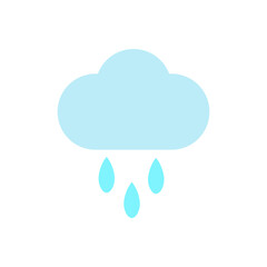 Raining cloud icon. Blue drop sign. Weather forecast element. Freehand cartoon design. Vector illustration. Stock image. EPS 10.