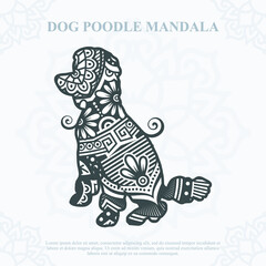 Fototapeta na wymiar Dog Poodle Mandala Boho Style. Eps 10