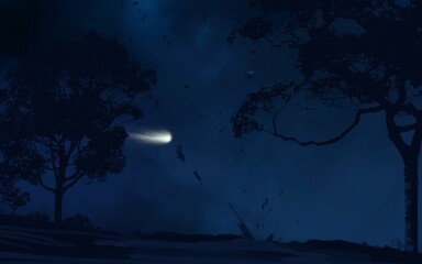 Fototapeta premium Bright star in deep, cold space. Blue empty universe art. Science fiction illustration.