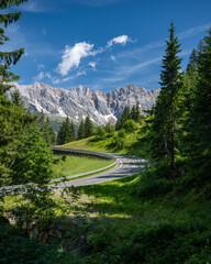 Impressive mountain road in the alps, Maria Alm, Salzburg, Austria
