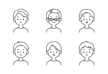シンプルな男性イラストのバリエーションセット
