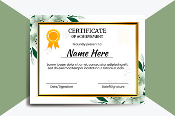 Certificate Template Lily Flower watercolor Digital hand drawn