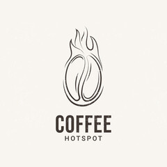 fire coffee bean line logo icon design vector vintage