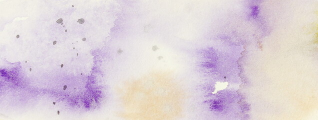 Fototapeta premium Abstract watercolor painting background beige violet colors. Banner. Watercolor texture for creative design.