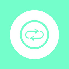 Repeat Icon. Repeat icons graphic design vector sign symbols for your project. Flat design style. Vector illustration in circle isolated on green background