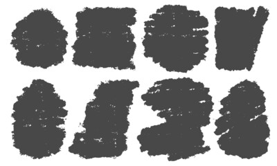 Set of abstract brush strokes of black paint or ink made by hand. Grunge style vector backgrounds