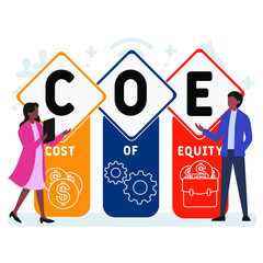 COE - Cost Of Equity acronym. business concept background. vector illustration concept with keywords and icons. lettering illustration with icons for web banner, flyer, landing page