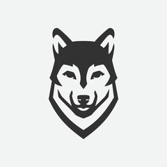 Wolf head black logo illustration template for label, badge, sign or advertising. Wolves vector image.
