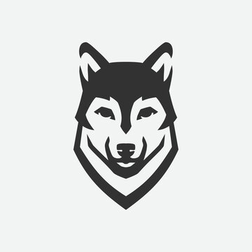 Wolf head black logo illustration template for label, badge, sign or advertising. Wolves vector image.