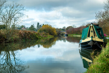 canal river day view near blisworth england uk