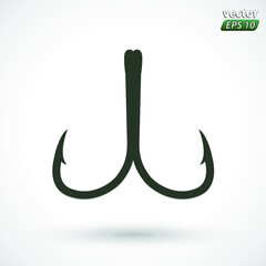 double fishing hooks symbol / vector illustration