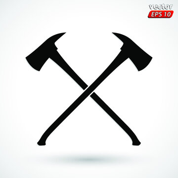 crossed silhouette axes / vector illustration
