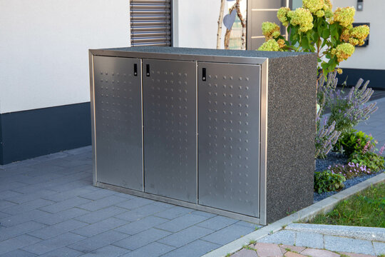 M&uuml;lltonnenbox aus Edelstahl
