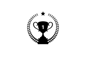 Best champions cup trophy vector design. Champion cup winner trophy award with laurel wreath