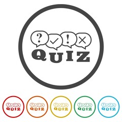 Quiz question icon isolated on white background, color set