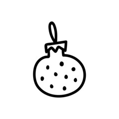 Hand drawn doodle Christmas toy ball. Symbol of Happy New Year, Xmas holiday celebration, winter.