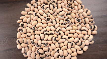 Uncooked black eyed peas. Health food concept.