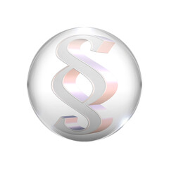 Paragraf in einer Blase vor weißem Hintergrund, 3d-Illustration