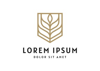 Wheat and Shield Logo Design Template