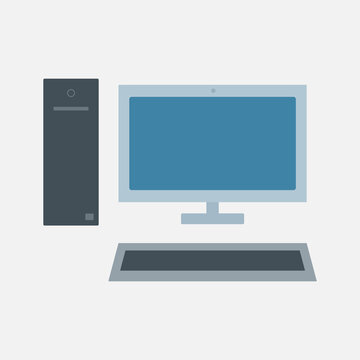 flat computer setup with blue screen clip art preview