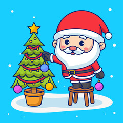 Chibi Santa Claus vector cartoon illustration