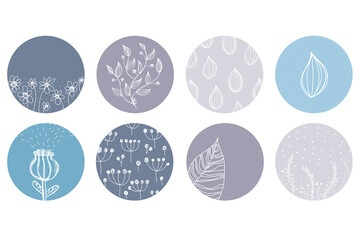 Highlight cover set, abstract floral botanical icons for social media. vector illustration. watercolor design. set of instagram story highlights covers icons. colorful watercolor background