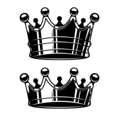 Illustration of king crown in monochrome style. Design element for logo, emblem, sign, poster, t shirt. Vector illustration © liubov