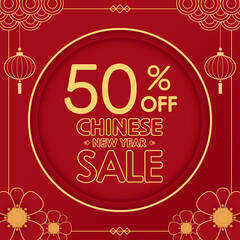 Chinese new year sale poster. Happy Chinese new year 2022. Chinese New Year Sale Promotion Template.