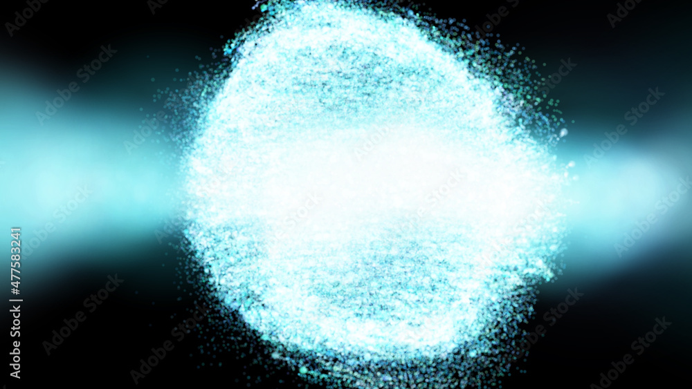 Poster futuristic space nebula against the backdrop of a cold planet emitting ice particles. close-up. 3d. 