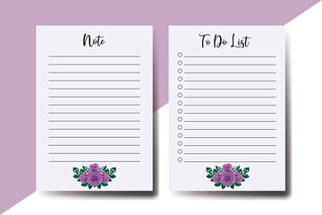 To do list Planner template Purple Rose Flower Design