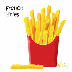 french fries drawing with watercolor effect
