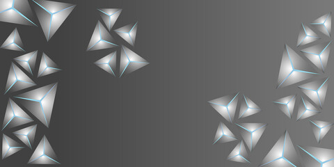 Abstract modern color futuristic polygonal shape of triangulated surface. Low poly gray and blue crystal random pattern background.