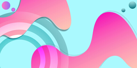 Modern Fluid Shape Bright futuristic horizontal colorful background with 3D Abstract liquid layers paper cut vector design layout for banners, posters,