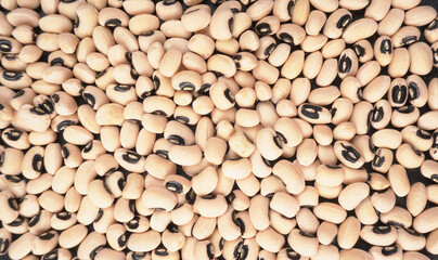 Uncooked black eyed peas. Health food concept.