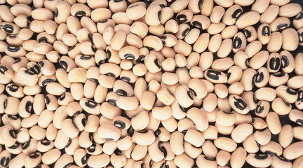 Uncooked black eyed peas. Health food concept.