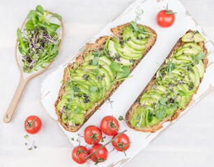 healthy breakfast with avocado toast 