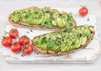 healthy breakfast with avocado toast 