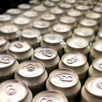 A big pack of tin beer cans in stock