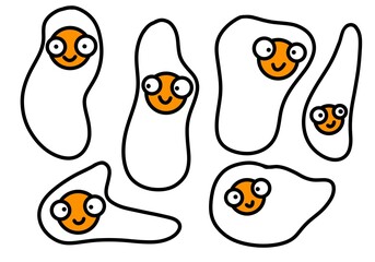 Scrambled eggs set for postcard and cards and magazines and stickers