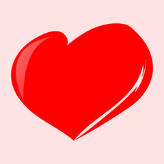 Red shape heart  isolated on light background. Vector Design element.