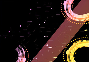 Technology banner visualization. elements with lines, circles and dots array. technology banner connection complex. visual concept. graphic abstract background. vector illustration.